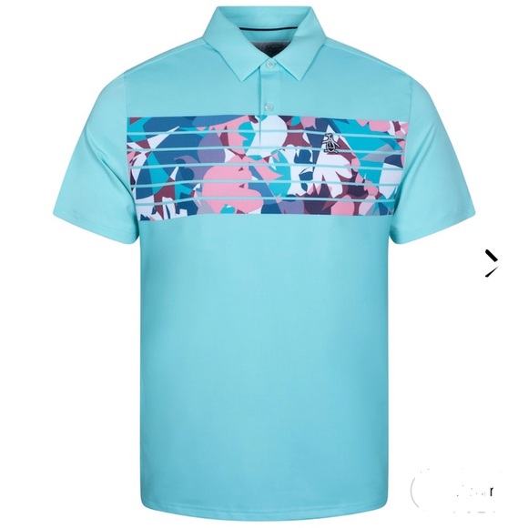 Penguin Floral Stripe Print Polo Limpet Shell - AW22, Size Small, NWT - Picture 1 of 2